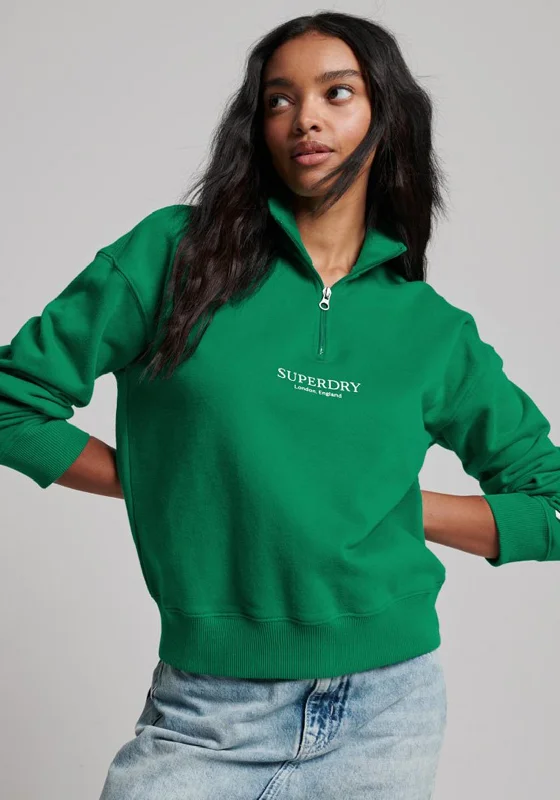 Overstock fleece hoodie for winterSuperdry Womens Half Zip Sweatshirt, Green