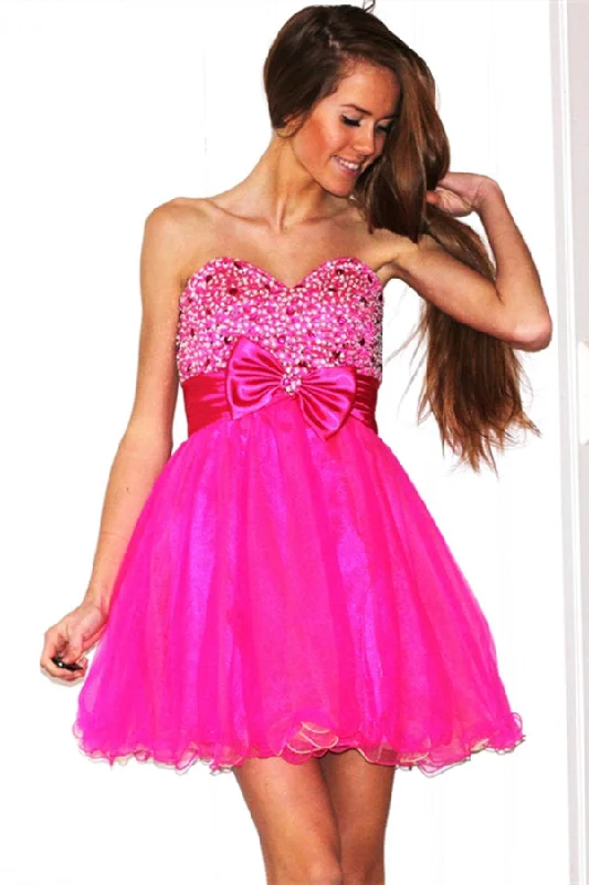 Reduced Prices A-line Sweetheart Knee Length Tulle Beaded Flower Homecoming Dress