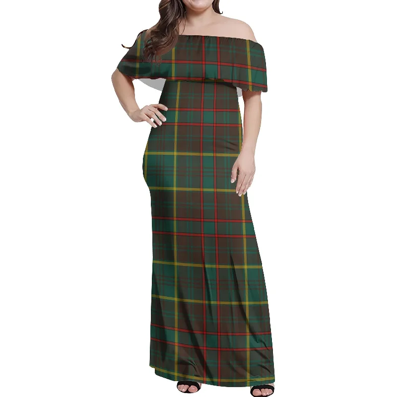 Buy More, Save More Ontario Province Canada Tartan Off Shoulder Long Dress