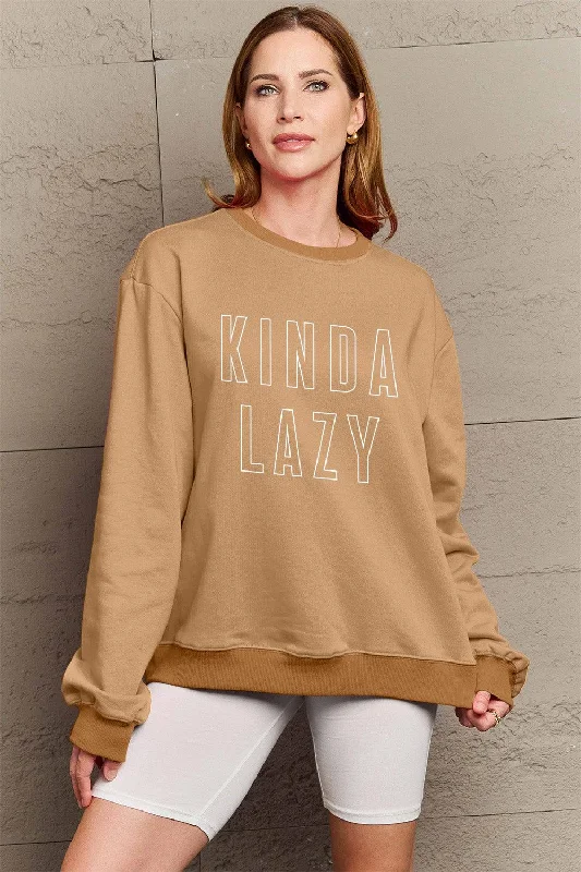 Discount Deals urban activewear hoodieSimply Love Full Size KINDA LAZY Round Neck Sweatshirt Discount Deals urban activewear hoodieSimply Love Full Size KINDA LAZY Round Neck Sweatshirt