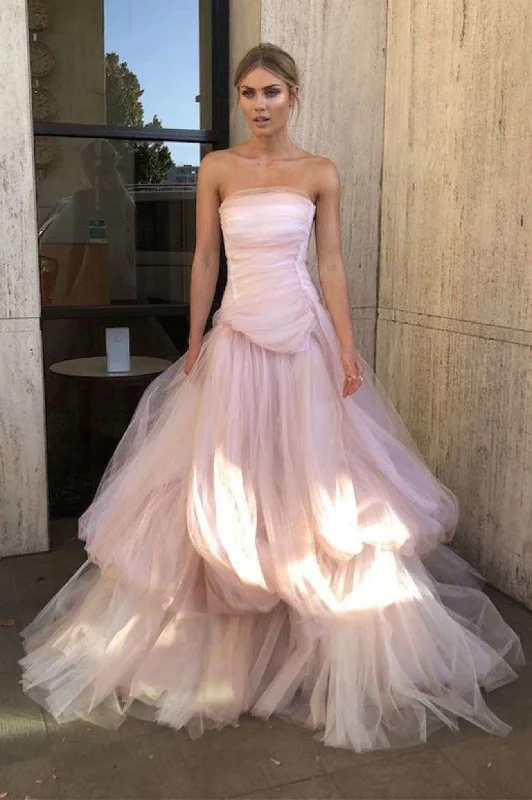 Limited Time Offer Pink tulle long prom dress pink evening dress