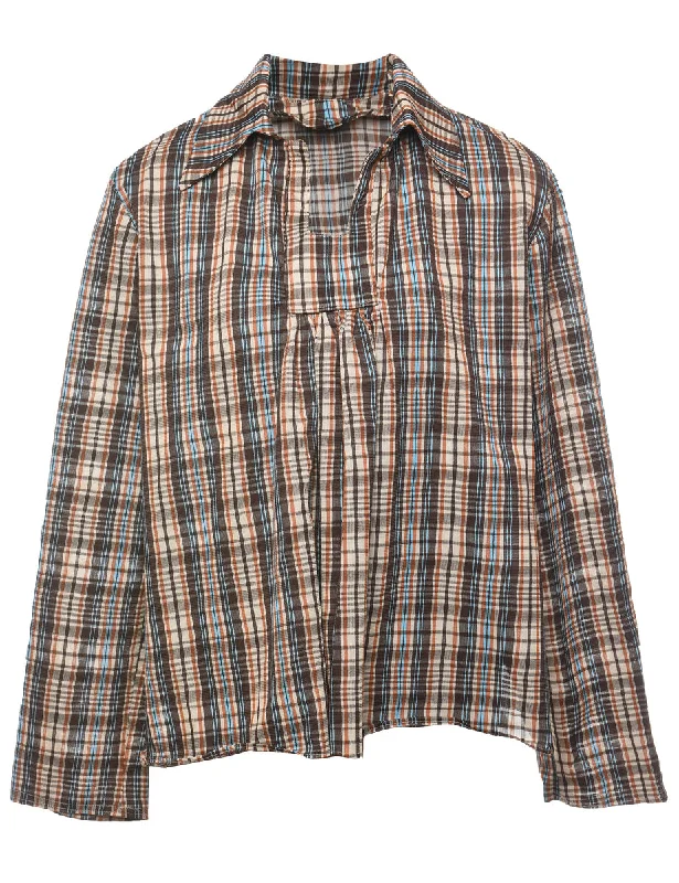 Weekend Special trendy casual outerwear1970s Checked Printed Top - L