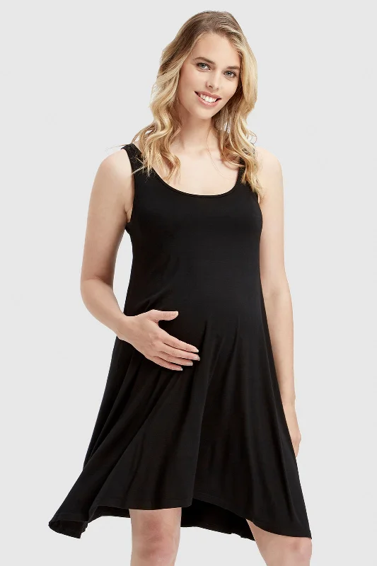 Deal Mania trendy bodycon dressSwing Maternity Dress - Black