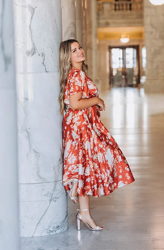 Exclusive Savings Magnolia Rust Floral Dress - DM Exclusive - Nursing Friendly