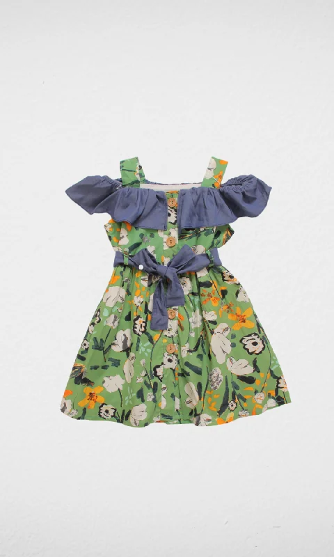 floral kids dress (Green)