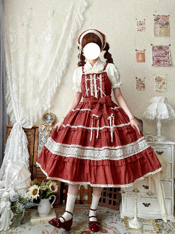 Midnight Sale velvet dressQianmu~Summer Floral Tea~Country Lolita Cotton Jumper Dress Burlap Dress