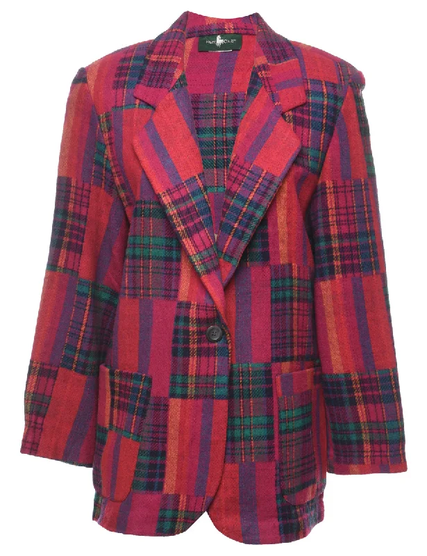 Daily Deals functional coatChecked & Tartan Green & Red Blazer  - L