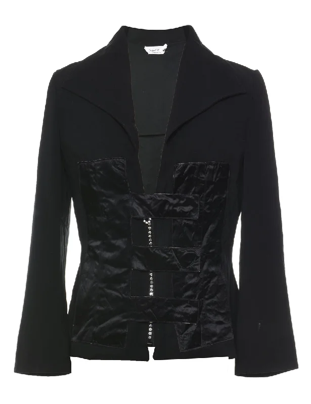 Value Deals faux fur coatBlack Silky Embellished Evening Jacket - M