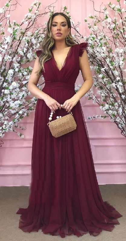 Super Sale stylish party dressCharming A-line V Neck Prom Dress,Wedding Guest Outfit  Y5771