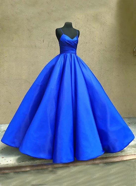 Incredible Offers Blue Spaghetti Strap V-Neck Satin Long Prom Dress, Blue A-Line Evening Dress Incredible Offers Blue Spaghetti Strap V-Neck Satin Long Prom Dress, Blue A-Line Evening Dress