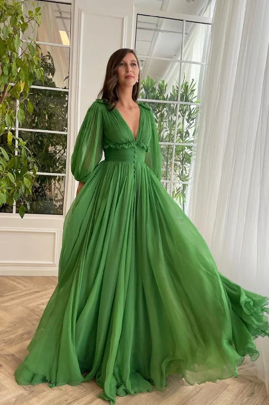 Limited Time Offer Green V-Neck Chiffon Floor Length Prom Dress, Beautiful A-Line Evening Party Dress Limited Time Offer Green V-Neck Chiffon Floor Length Prom Dress, Beautiful A-Line Evening Party Dress