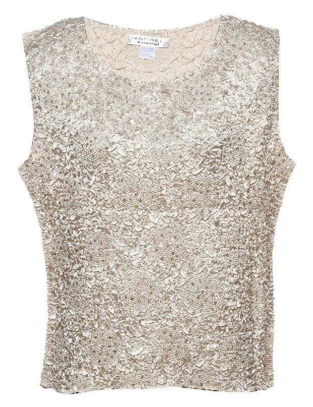 Quick Sale cold weather jacketSmocked Beige Sparkly Party Top - L