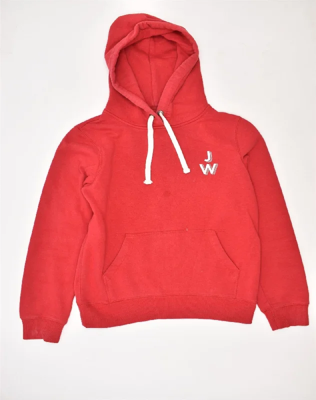 JACK WILLS Womens Oversized Graphic Hoodie Jumper UK 10 Small Red Cotton