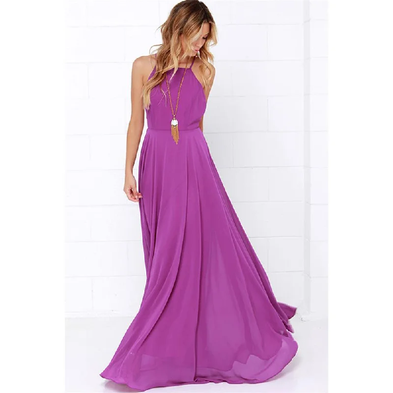 BerriesJam - Sleeveless Strap O neck Boho Casual Long Backless Dress