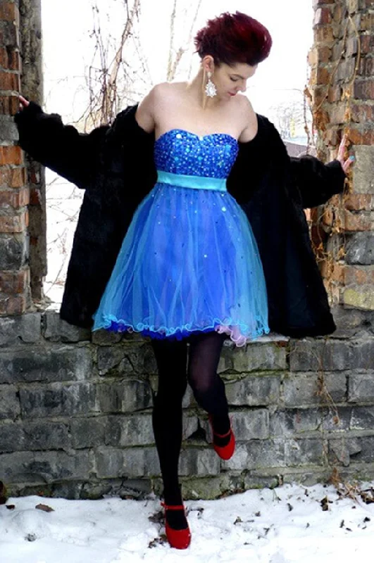 Markdown Madness A-line Sweetheart Knee Length Tulle Paillette Homecoming Dress