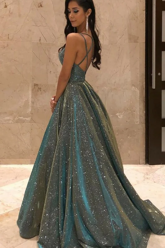 Closeout Sale Simple V-Neck Backless Floor Length Prom Dress