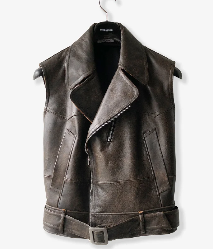 Online Exclusive warm jacketFUMIKA_UCHIDA/LEATHER SLEEVELESS DOUBLE RIDERS JACKET(BLACK) Online Exclusive warm jacketFUMIKA_UCHIDA/LEATHER SLEEVELESS DOUBLE RIDERS JACKET(BLACK)