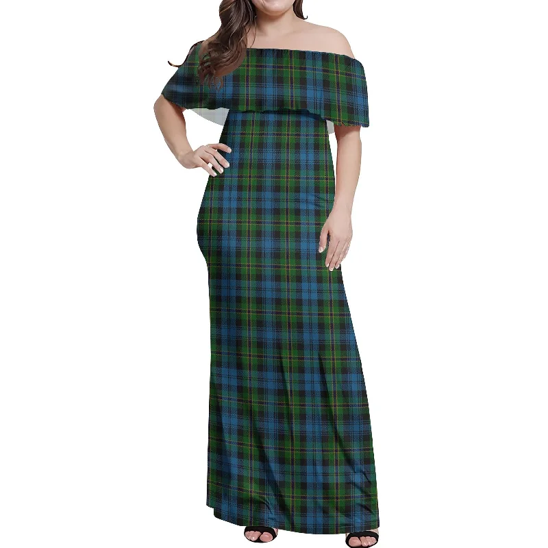 Low Prices Polaris Tartan Off Shoulder Long Dress