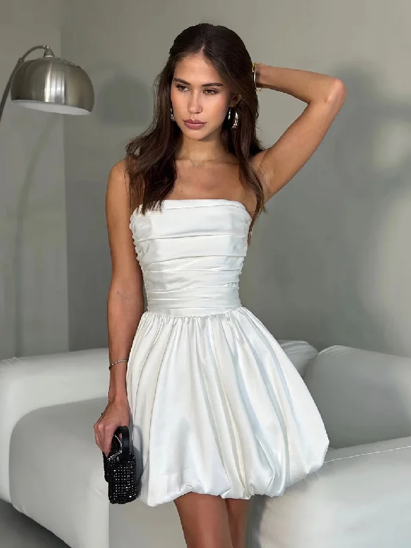 Fantastic Offers structured dressWhite Satin Bandeau Skater Dress