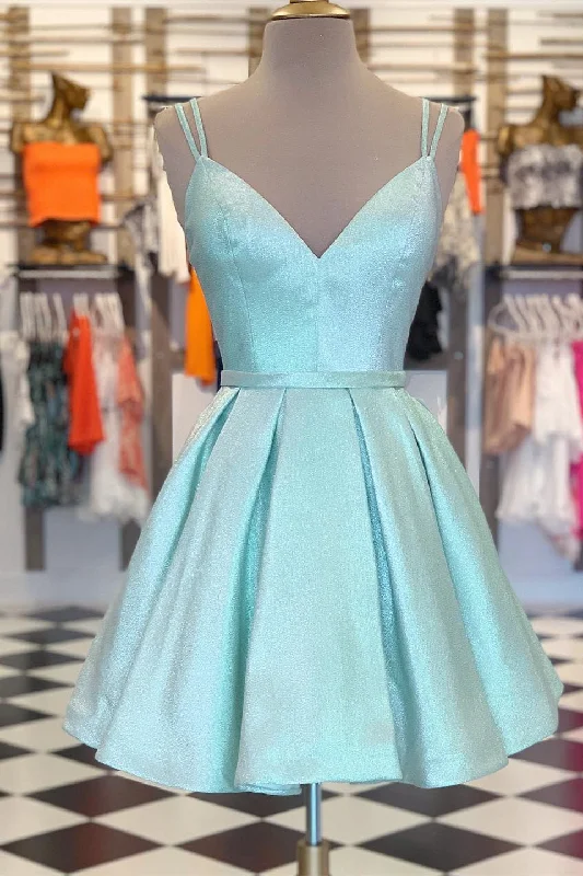 One-DAY Sale Chic Spaghetti Straps A Line Short Homecoming Dresses