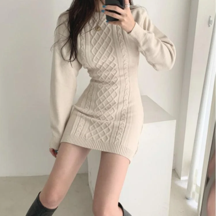 Fantastic Deals textured dressTwist pattern all-match dress