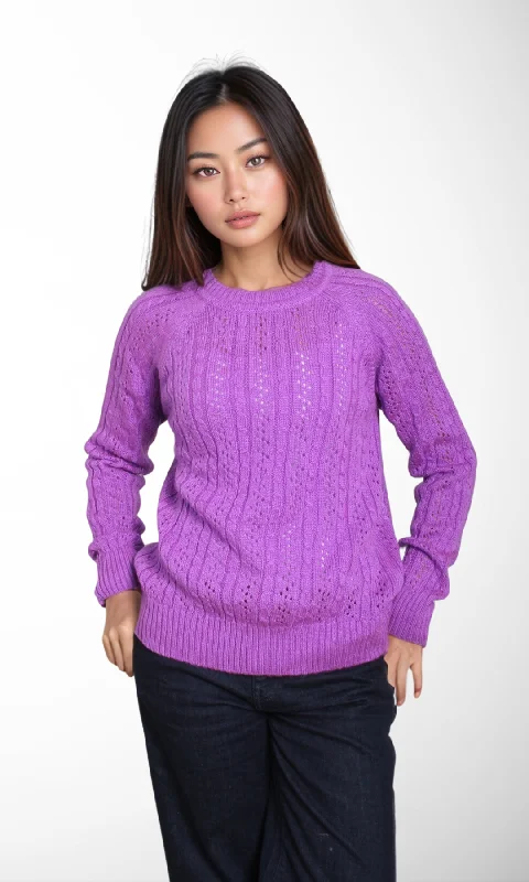 Super Bargain minimalistic workout hoodieWomen Round Neck Sweater (Purple)