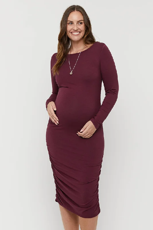 Lowest Price trendy mini dressSelena Maternity Dress - Burgundy