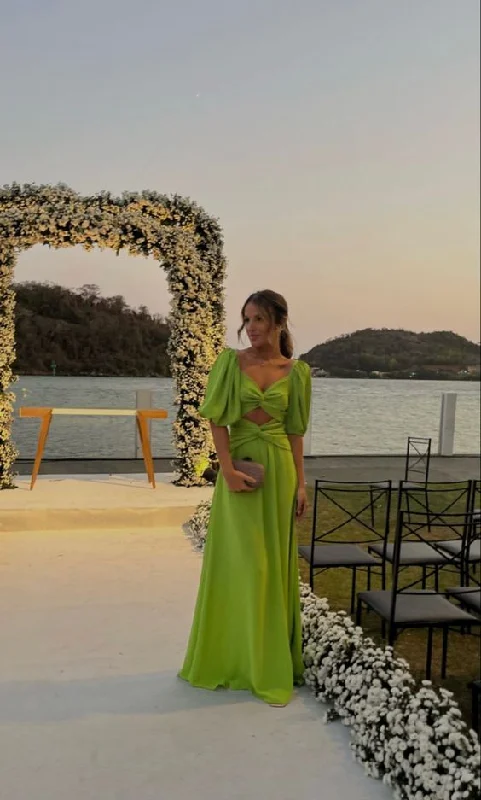 Extra Savings backless dressGreen Long Prom Dresses,A-line Evening Gowns,Party Dresses Y2845