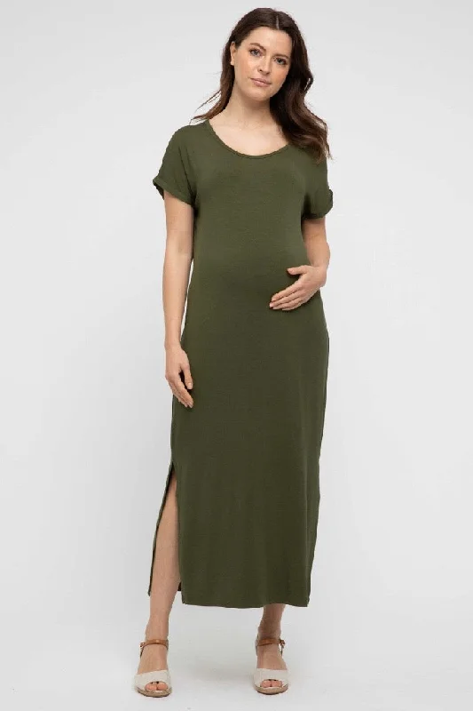 Deal of the Week ruffle dressElsie Maternity Dress - Dark Olive