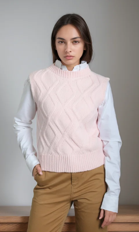 Price Fest trendy gym wear hoodieWomen Knitted Vest (Pink)