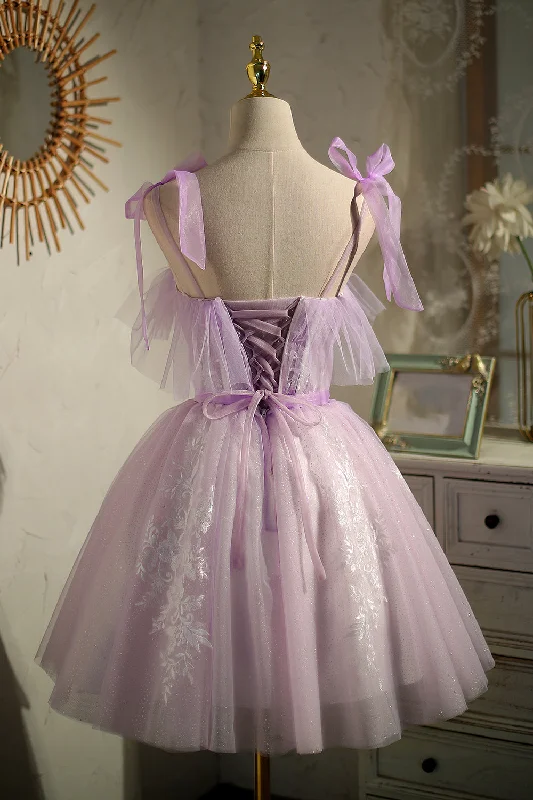 Special Price Cute Purple Sleeveless Lace Up Princess Short Homecoming Dresses