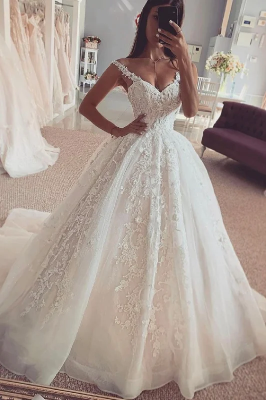 Stock Clearance Light Champagne Tulle Lace Long Prom Dress