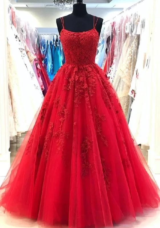 Special Price Red Spaghetti Straps Tulle Lace Appliques Modest Evening Dress Long Prom Dress JKN4102 Special Price Red Spaghetti Straps Tulle Lace Appliques Modest Evening Dress Long Prom Dress JKN4102