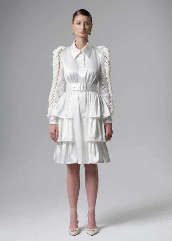 Deep Discounts elegant dressIVORY STATEMENT SLEEVE DRESS