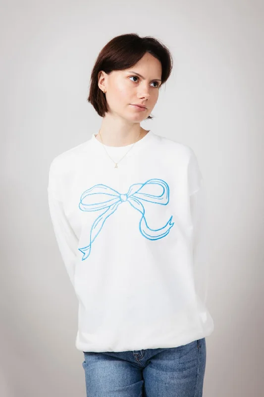 Reduced Prices minima1897 Active Embroidered Bow Fleece Sweatshirt for Women in Ivory | GT874-IVORY
