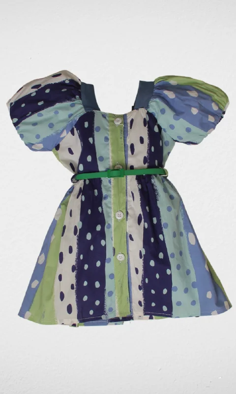 Dotted Girls Dress (Blue)