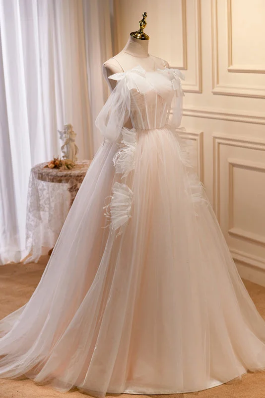 Final Markdown Charming Spaghetti Straps Ball Gown Off The Shoulder A Line Tulle Long Prom Dresses