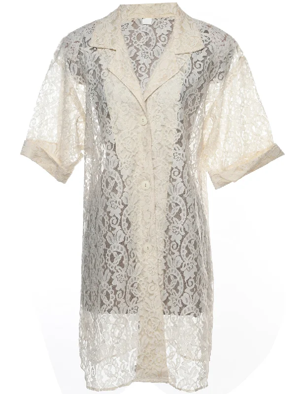 Today’s Deal lightweight outerwearClassic White Lace Evening Blouse - M