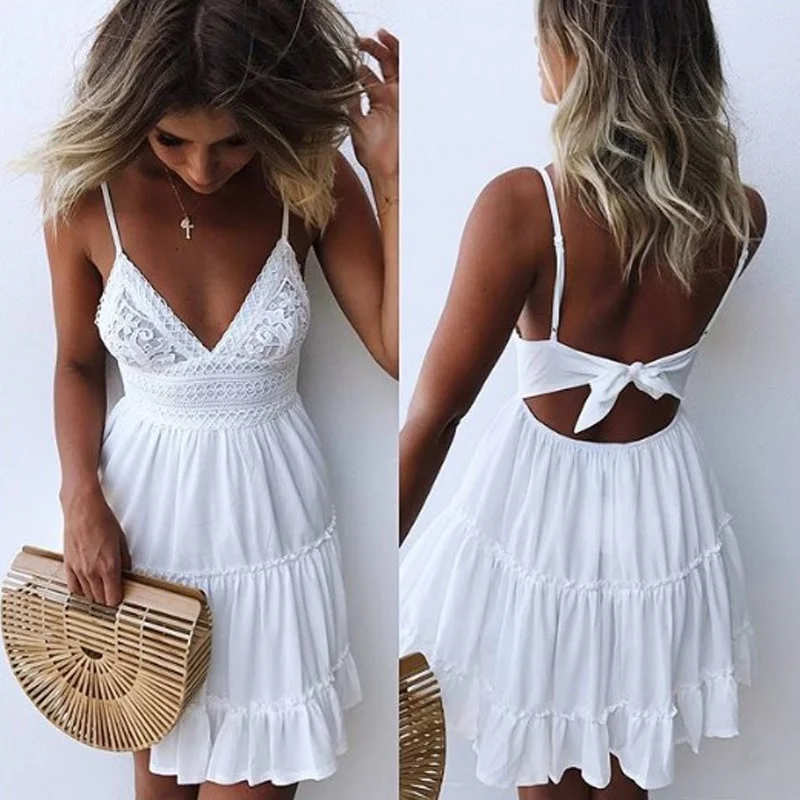 Customer Appreciation Sale casual day dressMidsummer Women's Lace Backless Dress