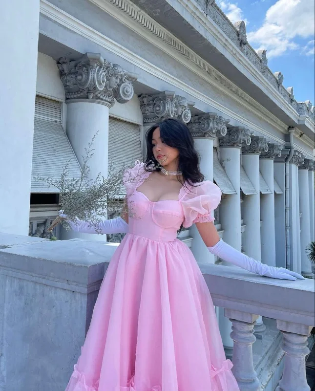 Price Break casual dressVintage Pink A-line Prom Dress,Pink Princess Dress Y5623
