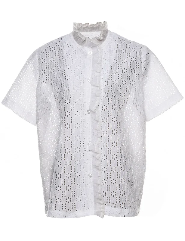 Unmissable Offer breathable jacketClassic White Short-Sleeve Blouse - L