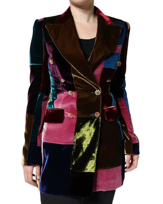 Super Deal street style coatDolce & Gabbana  Women's Velvet Patchwork Blazer