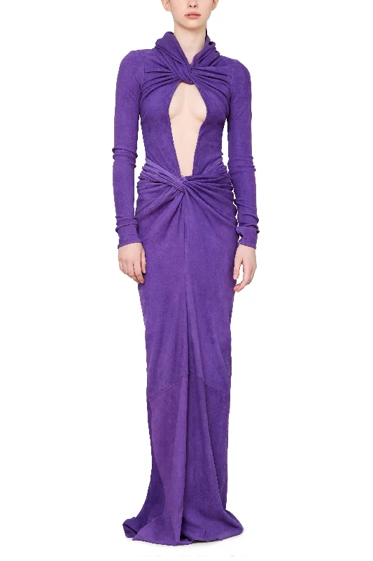 Daily Specials Long Sleeve Suede Keyhole Gown