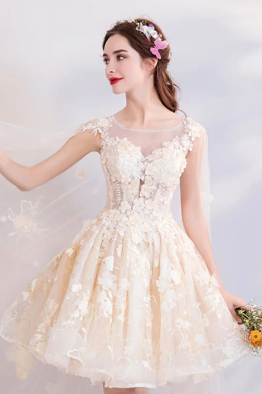 Great Bargains Cute Scoop Neckline Lace Short Prom Dress
