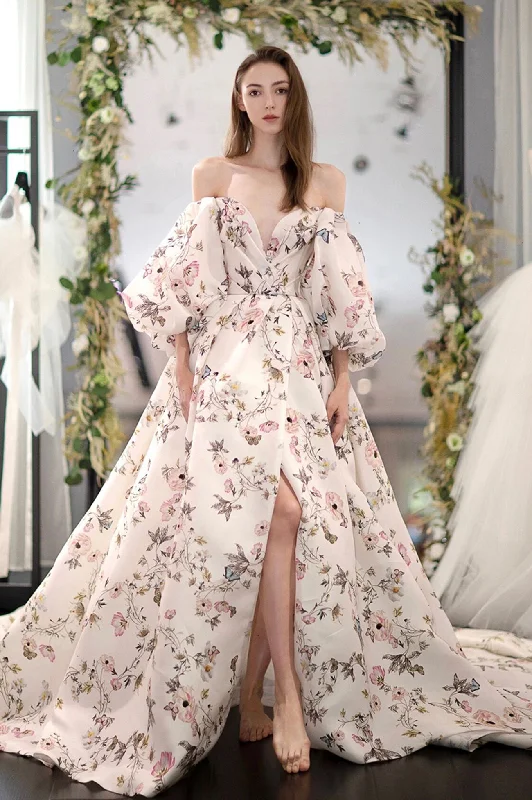 Best Deals Stylish Printed Pattern Long Prom Dress Evening Dress