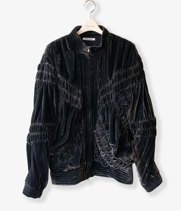 Fantastic Offers relaxed fit coatFUMIKA_UCHIDA/VELVET GATHERED BLOUSON(GOOSEGREY/size36)