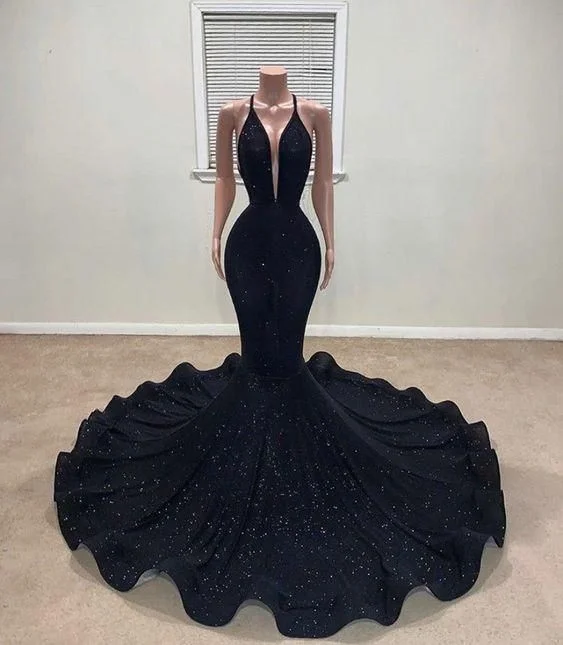 Black Prom Dress,Mermaid Prom Dress,Arabic Prom Dress Y6655