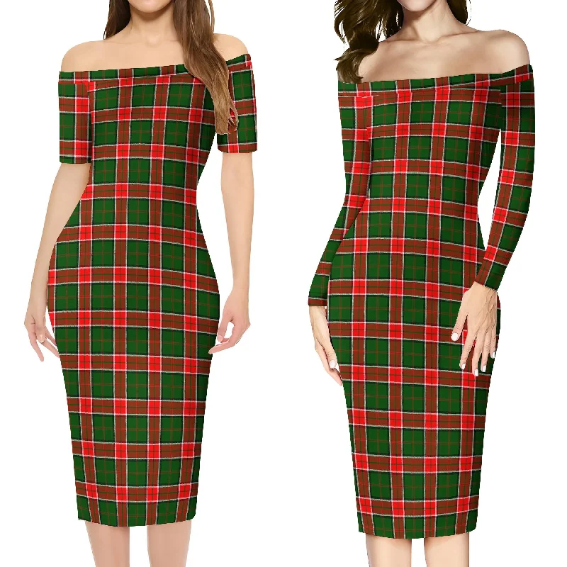 Shop and Save Pollock Tartan Off Shoulder Lady Dress