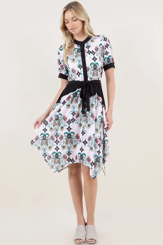 Early Access luxury dressS/SLV ACCENTED HANKERCHIEF DRESS W/SASH
