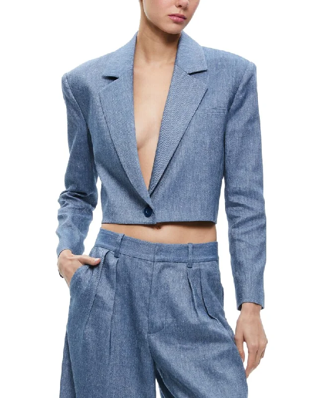 Today's Special outdoor adventure coatAlice + Olivia Shan Boxy Linen-Blend Blazer